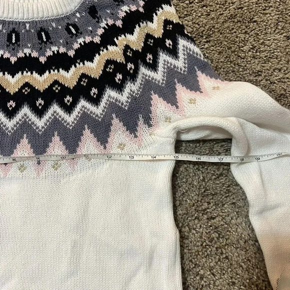Gymboree Fair Isle Sweater Shirt Dress Girls Cable Knit Pattern Boho Warm White - Picture 3 of 9